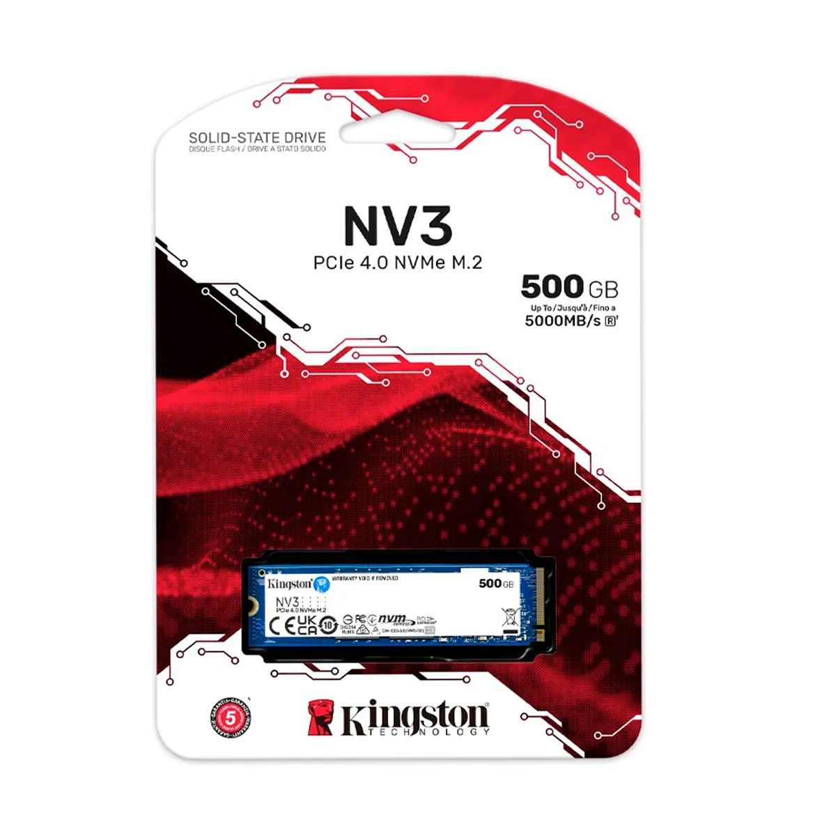 Kingston NV3 500GB M.2 2280 NVMe SSD | PCIe 4.0 Gen 4 | 5000 MB/s 