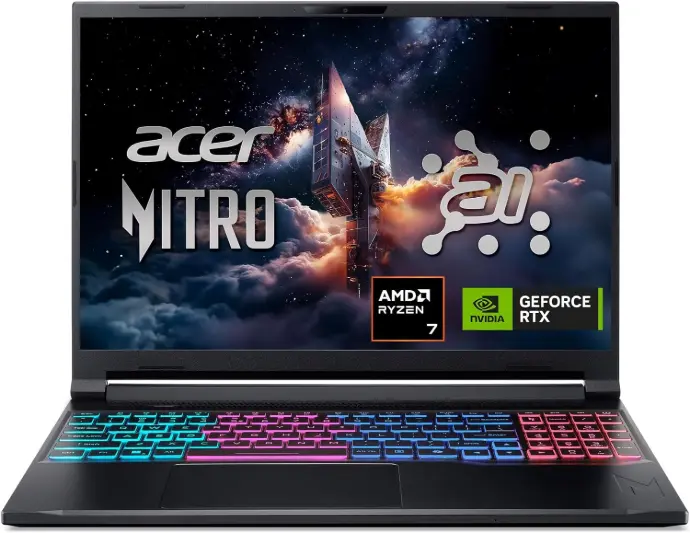 Acer Nitro V 16S AI AMD Ryzen 7 260 RTX 5060 180Hz Display 32GB DDR5 1TB Gen 4