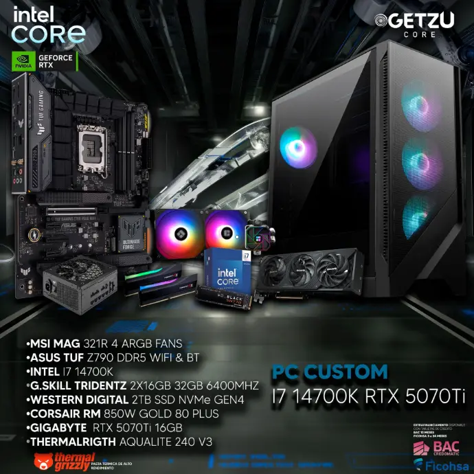 PC GAMING RTX 5070TI 16GB PROCESADOR I7 14700K