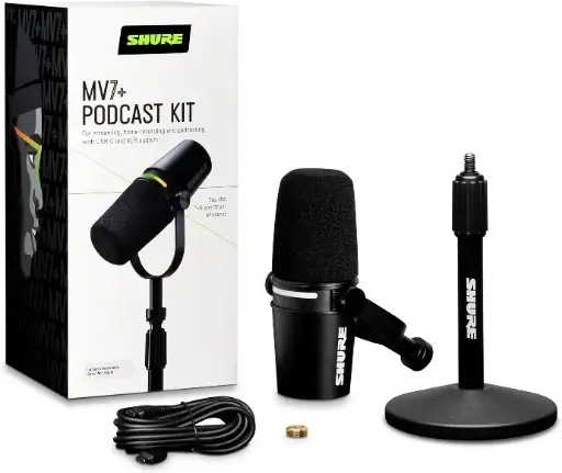 Shure MV7+ - Micrófon con soporte