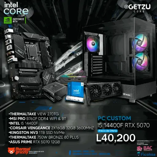 PC GAMING RTX 5070 12GB PROCESADOR I5 14400F