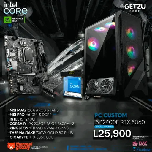 PC GAMING RTX 5060 8GB PROCESADOR I5 12400F